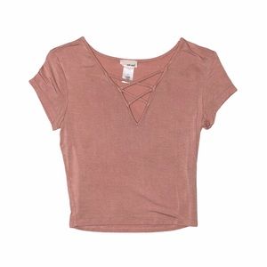 Wet Seal Criss-Cross Blush Crop Top